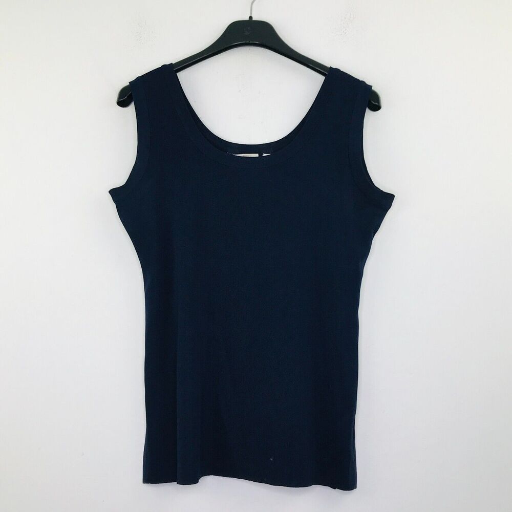 Misook Women's Small Tank Top Blue Solid Jersey Knit Stretch Scoop Neck BT11